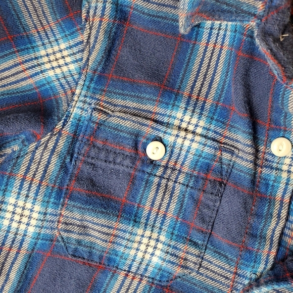 Carter's Blue Red White Plaid Flannel Button Down Shirt Toddler Boy Size 3T EUC - Picture 6 of 14